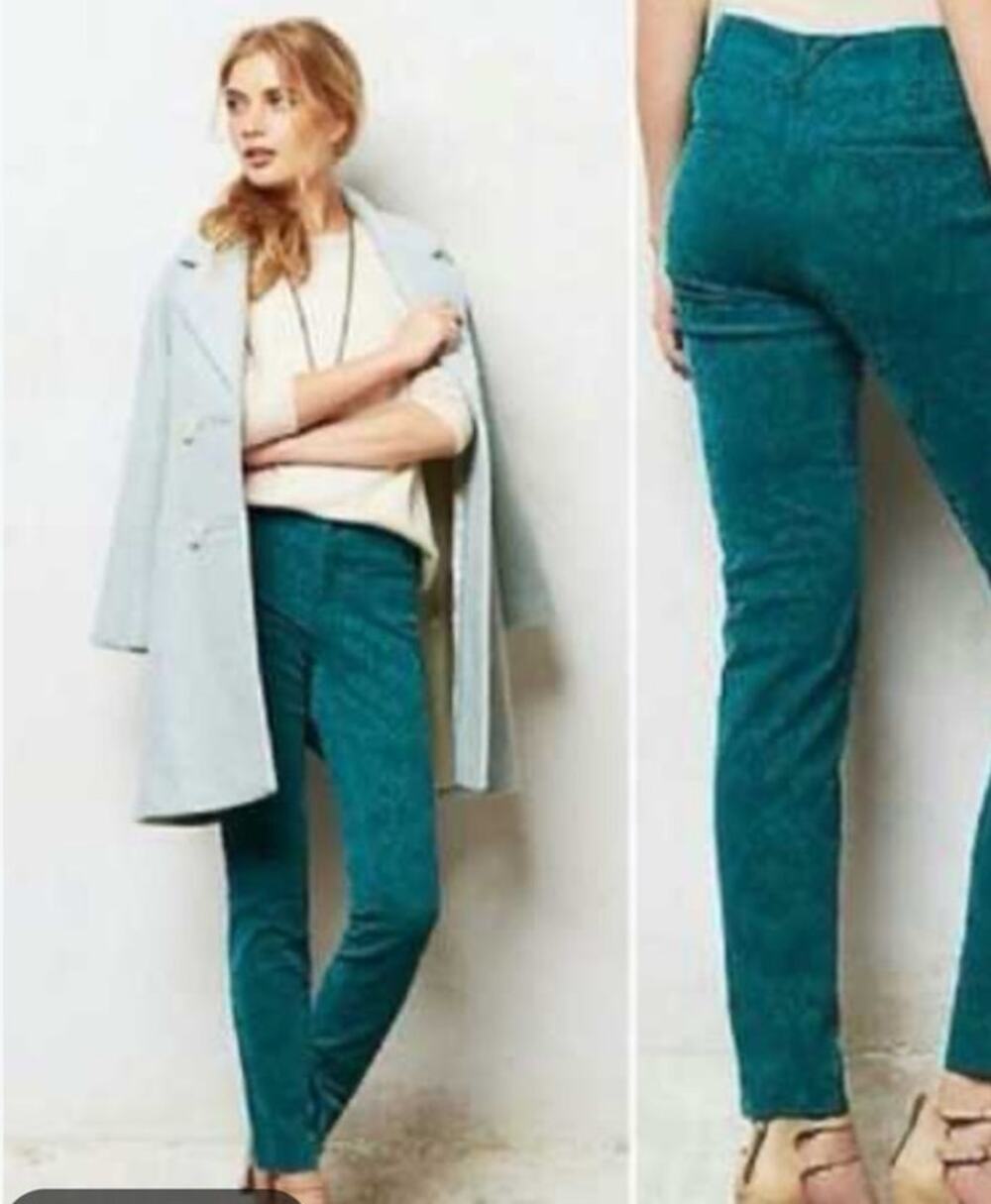 Anthropologie Cartonnier Charlie Ankle Pants Womens 10 Teal Green Cropped